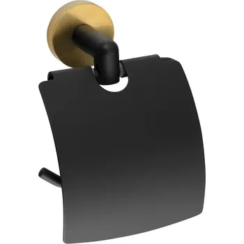Mýdlenka LARISSA držák toaletního papíru s krytem, černá/zlato mat WS007BG 59062