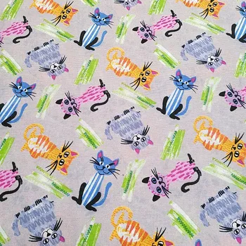 BYTEMA Dekorační látka KOČKY MULTICOLOR šíře 140 cm