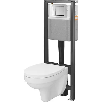 WC sada CERSANIT ABIS NEW 40 mechanická podomítková sada, miska, deska, chromované tlačítko S4011-001