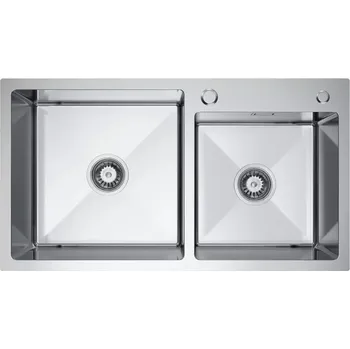 Nerezový dřez VELAZO - Dvoukomorový ocelový dřez 78 x 45 cm s hlubokou mísou, INOX VELAZ7845