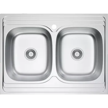 Nerezový dřez VELAZO - Dvoukomorový dřez 80 × 60, mikrodekor se sifonem VELAZ8060BD