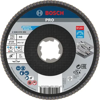 Brusný kotouč BOSCH Lamelový brusný kotouč PRO X571, lomené provedení, 125 mm, G60, X-Lock 2608619202 free_store_pickup