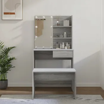 Toaletní stolek Toaletní Stolek VidaXL dub sonoma Šedá sonoma, šedá 74 x 141 x 40 cm