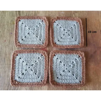 Svíčka Háčkovaná sada 4 ks podložek - šedé s hnědou