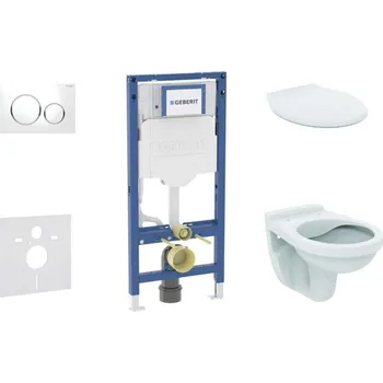 GEBERIT - Duofix Set předstěnové instalace, klozetu Alpha a sedátka, tlačítko Sigma20, bílá/chrom SANI11CD3127