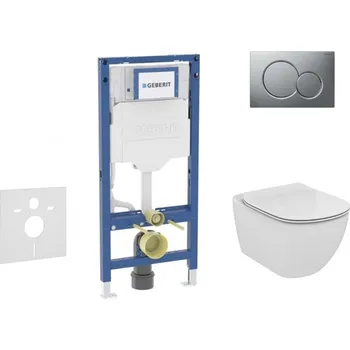 Klozet GEBERIT - Duofix Set předstěnové instalace, klozetu Tesi a sedátka, tlačítko Sigma01, matný chrom SANI11CD2118