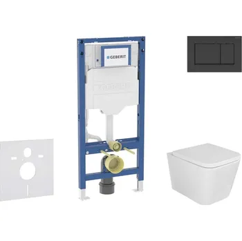 Klozet GEBERIT - Duofix Set předstěnové instalace, klozetu Arkas a sedátka softclose, tlačítko Sigma30, matná černá/černá SANI11CA5102B