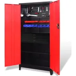 vidaXL Dílenská skříň s boxem na nářadí ocel 90x40x180 cm červenočerná