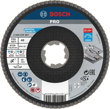 Brusný kotouč BOSCH Lamelový brusný kotouč PRO X571, lomené provedení, 125 mm, G40, X-Lock 2608619201 free_store_pickup