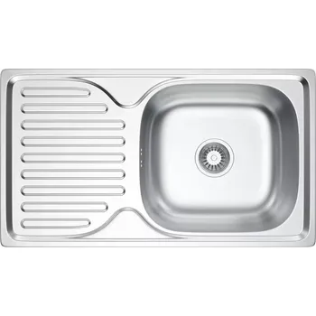Nerezový dřez VELAZO - Jednokomorový kuchyňský dřez ze saténové oceli 76 × 43 se sifonem VELAZ7643S