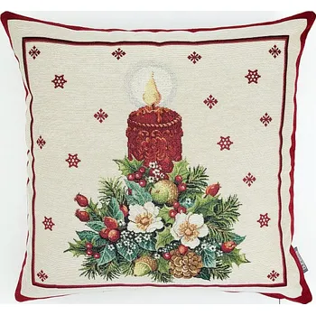 Dekorativní polštářek BYTEMA Vánoční gobelínový povlak VÁNOČNÍ SVÍČKA 45 x 45 cm