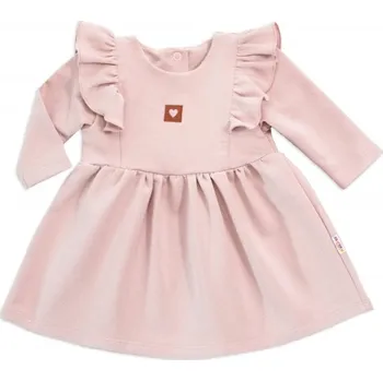 Kojenecké šaty Baby Nellys Dětské teplákové šaty, tunika Vintage Love - starorůžové Velikost koj oblečení: 62 (2-3m)