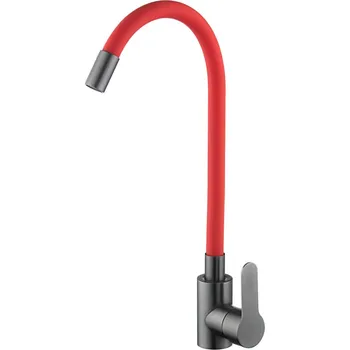 Vodovodní baterie VELAZO - Kuchyňská baterie s flexibilním výtokem červená/ grafit VELAZ8105BR