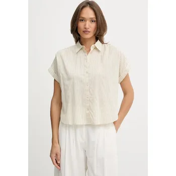 Dámská košile Košile s příměsí lnu United Colors of Benetton 58I5DQ08M béžová 80X, vel. S