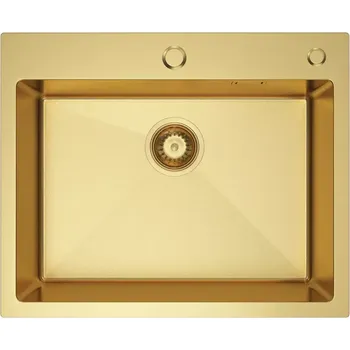 Nerezový dřez VELAZO - Kuchyňský dřez 55 × 45 v PVD zlatý, s povrchovou úpravou VULKAN VELAZ5545GV