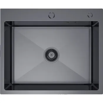 Dávkovač mýdla Jednodřezový ocelový dřez 60 x 50 cm s hlubokou mísou a otvorem pro dávkovač - PVD grafit, Velazo VELAZ6050B