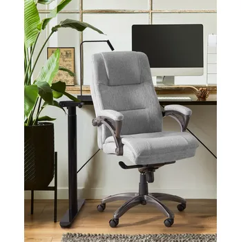 Kancelářská židle šedá lněné čalounění nastavitelná výška sedadla otočná moderní styl kancelář pracovna Beliani