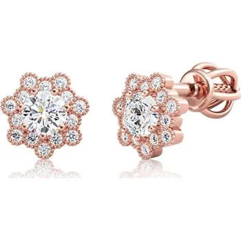 Náušnice Couple, Peckové náušnice Melanie, růžové zlato se zirkony, Šroubek, 585-66-3-0425.4C00.0.00.001.05