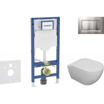 Klozet GEBERIT - Duofix Set předstěnové instalace, klozetu Oudee a sedátka softclose, tlačítko Sigma30, lakovaný chrom mat/chrom SANI11CA1102B