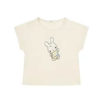 Dámské kraťasy United Colors Of Benetton Sada T-shirt a šortky 3O7SAK014 Béžová Regular Fit 62