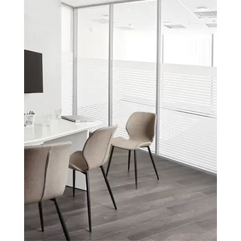 Sada 2 konferenčních židlí taupe polyesterové čalounění železné nohy stohovatelná bez područek kancelář Beliani