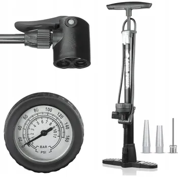 pumpička Interlook Cyklo pumpa s manometrem Presta Schrader Dunlop 160 PSI | Podlahová pumpa s manometrem a adaptéry na pneumatiky a míčky | Univerzální cyklo pumpa s manometrem 11 barů | ZY-6138C