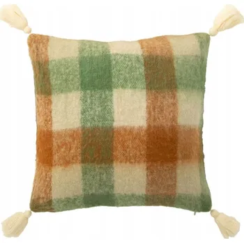 Polštář POLŠTÁŘ KOSTKA BÍLÁ/ZELENÁ/HNĚDÁ - J-LINE