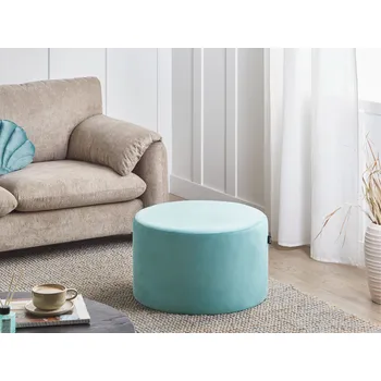 Taburet Kulatý sametový mintově zelený taburet puf podnožka glamour styl Beliani