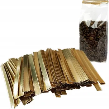 Sáček na potraviny KLIPSY ZAPÍNÁNÍ PRO TAŠKY SÁČKY ZLATÉ 14cm 25 Ks