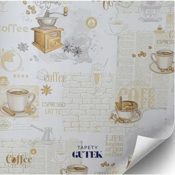 Tapeta Tapeta do kuchyně béžová cappuccino nápisy