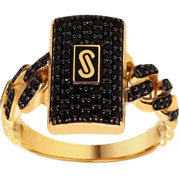 Prsten Monaco Chain ring Classic Pavé lock IZ30806 + dárkové balení LUXUS zdarma