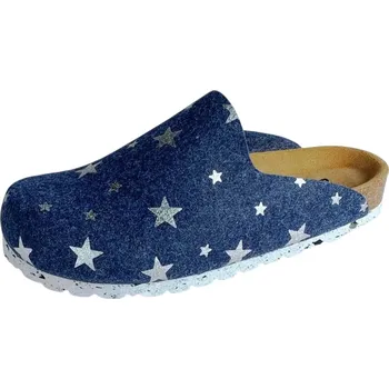 Dámské pantofle Bio Life Rita dámské nazouváky plstěné modrá hvězdy Barva: Modrá, Velikost: 41