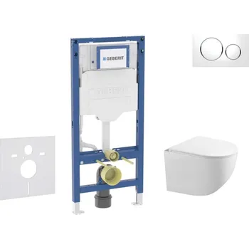 Klozet GEBERIT - Duofix Set předstěnové instalace, klozetu Gaia a sedátka softclose, tlačítko Sigma20, bílá/chrom SANI11CA3118B