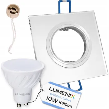 Žárovka Sada svítidla Čtverec Skleněné Zrcadlové + žárovka GU10 LED 10W Studená bílá