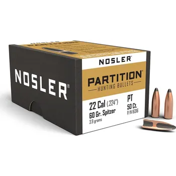 Příslušenství pro sportovní střelbu Střely Nosler Partition .22 cal, dia .224, 60grs