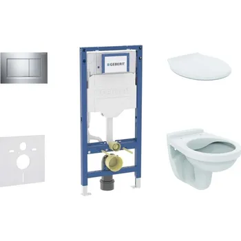 Klozet GEBERIT - Duofix Set předstěnové instalace, klozetu Alpha a sedátka, tlačítko Sigma30, chrom SANI11CD1129