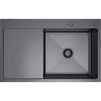 Nerezový dřez Ocelový kuchyňský dřez 78 x 49 PVD grafit s odkapávačem vlevo, Velazo VELAZ7849RB