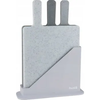 Kuchyňské prkénko KOMPLET SADA KUCHYŇSKÝCH PRKÉNEK NA KRÁJENÍ ŠEDÁ SE STOJANEM 3 KS. HUSLA