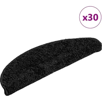 vidaXL Schodové rohože 30 ks 56 x 17 x 3 cm černé, půlkulaté