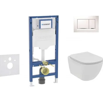 GEBERIT - Duofix Set předstěnové instalace, klozetu Tesi a sedátka softclose, tlačítko Sigma30, bílá/chrom SANI11CD3112