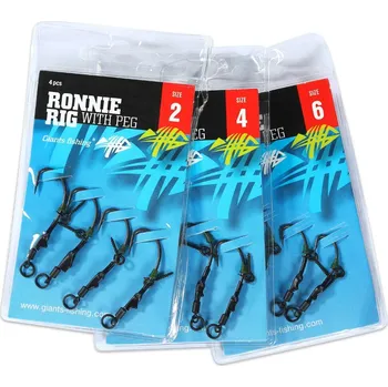 Rybářský háček Giants fishing Kaprový návazec Ronnie Rig with Peg(4ks) Varianta: vel.6