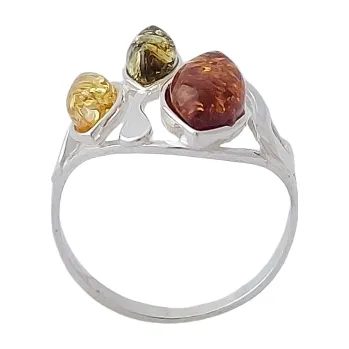Prsten Jantarový prsten moderní tříbarevný II. ve velikosti 59