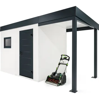 Zahradní domek GARDEON® Zahradní domek s oknem a přístřeškem na pravé straně 3 m x 2 m