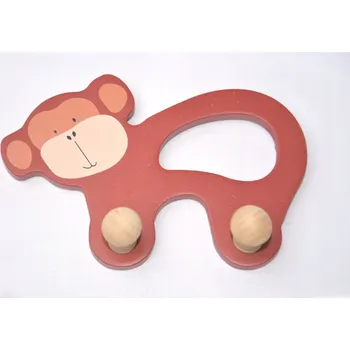 Věšák Dřevěný nástěnný věšák ve tvaru opičky