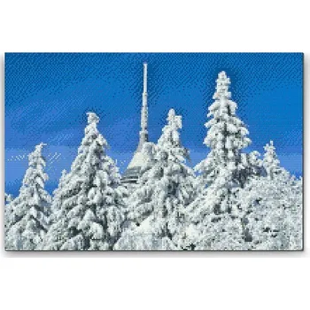 Diamantové malování Painting Queens Diamantové malování Zasněžený Ještěd, 80 × 120 cm, bez rámu, hranaté