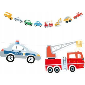 Narozeninová girlanda, banner s vlaječkami - auta, vozidla, 250 cm