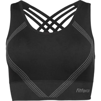 Podprsenka Dámská bezešvá fitness podprsenka Fitforce GEMA XS Černá, Bílá