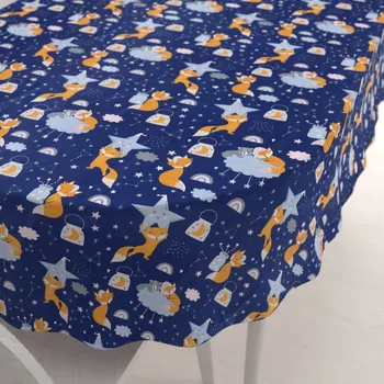 ubrus Dětský bavlněný oválný ubrus Sandra SA-281 Lišky na večerní obloze 100x140 cm