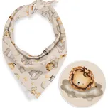 Dětský bavlněný šátek Sandra SA-534 Africká zvířátka na obláčcích na šedobéžovém 70 x 70 cm