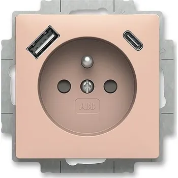 Elektrická zásuvka ABB ZONI Zásuvka 5569T-A32357 242 jednonásobná s clonkami, s nabíjením USB-A, USB-C, purpurová 5569T-A32357 242